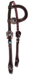 Showman Argentina cow leather single ear headstall with stamped arrow tooling